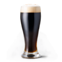 Stout beer glass tall and filled with deep black beer one empty and one topped png