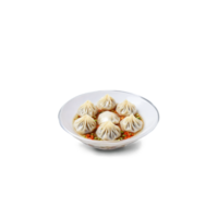 Xiaolongbao soup dumplings with translucent wrapper soup inside floating Food and culinary concept png
