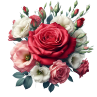 rot Rose und Eustoma Blumen Blumen- Anordnung isoliert auf ein transparent Hintergrund png
