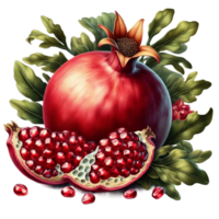 Old botanical pomegranate illustration isolated on transparent background png