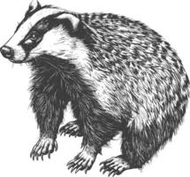 badger animal with old engraving style vector
