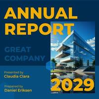 Blue Yellow Annual Report Linkedin Post template