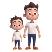 3d rendering father and son cartoon characters png