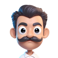 3d rendering man cartoon character with mustache png