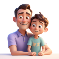 3d rendering father and son cartoon characters png