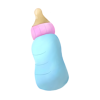 Blue and Pink Watercolour Baby Bottle on a Transparent Background png