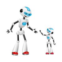 Cute Robot, a cartoon robot and a child standing next to each other, Robot Wix, png