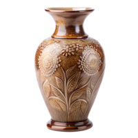 A vase with flowers on it. Against a transparent background. png