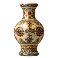 A vase with flowers on it. Against a transparent background. png