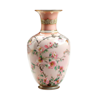 A vase with flowers on it. Against a transparent background. png