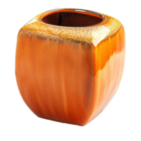 A ceramic cup with a square shape on a transparent background png