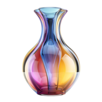 A colorful vase with a rainbow design sits on a transparent background. png