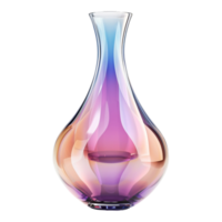 A colorful vase with a rainbow design sits on a transparent background. png