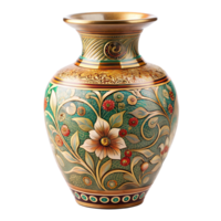 A vase with flowers on it. Against a transparent background. png