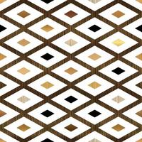 Gold and Black Art Deco or Midcentury Seamless Pattern with Abstract Rhombus Shapes vector