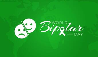 verde mundo bipolar día antecedentes ilustración bandera con triste y contento cara y cinta vector