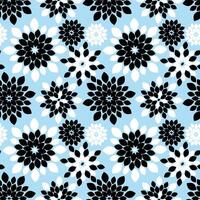 Pastel Blue and Black Floral Repeat Pattern Background vector
