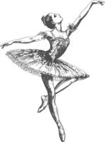 ballerina in action with old engraving style vector