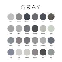 Gray Color Shades Swatches Palette with Names vector