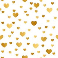 Gold Heart Seamless Pattern Design on White Background vector