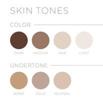Skin tones with Undertone. Warm, Cold, Neutral Skin Colors vector