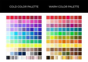 Cold and Warm Color Palette with Solid Colors and Metal Gradients vector