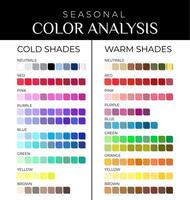 Seasonal Color Analysis Color Palette with Cold and Warm Color Shades vector