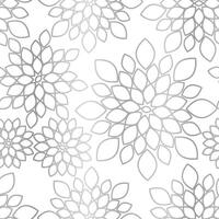 Silver Outline Geometric Floral Seamless Pattern Design vector