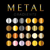 Metal Gold, Silver, Bronze, Copper Gradients Color Shades Swatches Palette vector