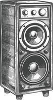 a Music speakers with old engraving style vector