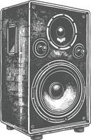 a Music speakers with old engraving style vector