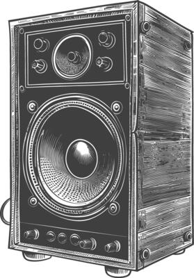 a Music speakers with engraving style
