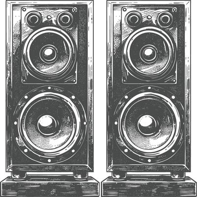 a Music speakers with old engraving style