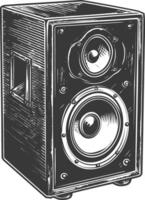 a Music speakers with engraving style vector