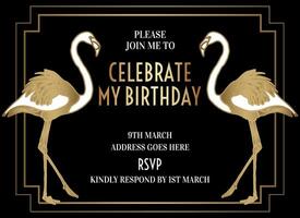 Flamingo Art Deco Style Party Invitation Design vector