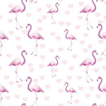 Flamingo and Heart Pattern Design vector