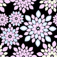 Pastel and Black and White Striped Floral Repeat Pattern Background vector