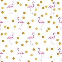 Flamingo Pattern Design with Gold Dots vector