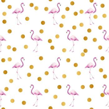 Flamingo Pattern Design with Gold Dots vector