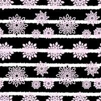 Black and White Striped Floral Repeat Pattern Background vector