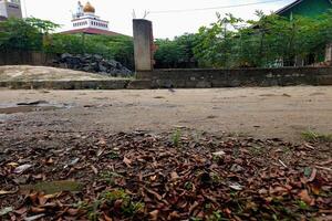 view of a dirt road in a village with a natural concept photo