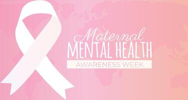 Maternal Mental Health Awareness Week Illustration Design with Ribbon vector