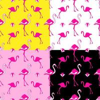 Pink Flamingo Pattern Design on Yellow, White, Pink and Black Background vector