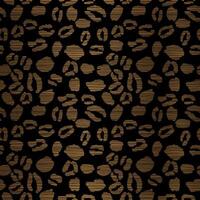 Gold Animal Print Repeat Pattern Design on Black Background with Leopard Spots vector