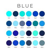 Blue Color Shades Swatches Palette with Names vector