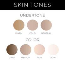 Skin tones with Undertone. Warm, Cold, Neutral Skin Colors vector