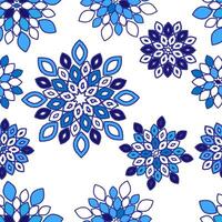 Blue Tile Floral Repeat Pattern Background Design vector