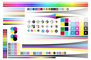 CMYK Print Calibration Illustration with Offset Printing Marks and Color Test vector