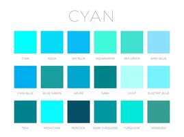 Cyan Blue Color Shades Swatches vector