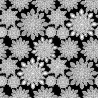 Black and White Floral Repeat Pattern Background vector
